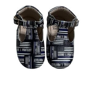 Monkey Feet Navy and White Baby Shoes